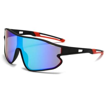 Imagem de NIDOVIX Óculos de sol de beisebol infantil para meninas e meninos de 6 a 16 anos, UV400, óculos de sol de beisebol juvenil, esportes, ciclismo, óculos de sol, 02 Preto/Verde espelhado, lenswidth