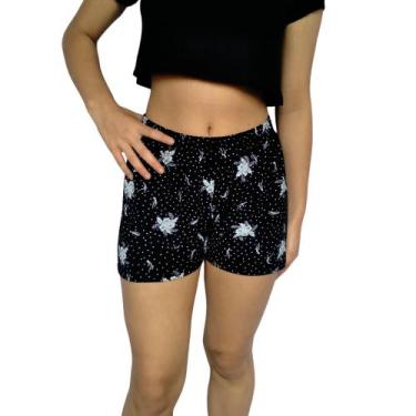 Imagem de Short Feminino Curto Soltinho Elástico Estampas Sortidas Viscolycra Pp