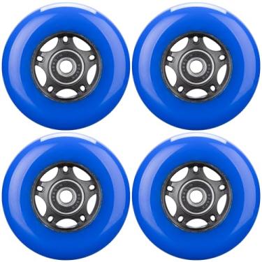 Imagem de WHEELCOME Rodas de skate em linha com rolamentos ABEC-9 e espaçadores flutuantes para patins de hóquei em patins, 85A interno e externo, 64 mm/70 mm/72 mm/76 mm/80 mm de diâmetro, pacote com 4 (azul,