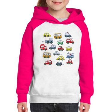 Imagem de Moletom Infantil Carrinhos Coloridos - Foca na Moda, Branco, Rosa, 6