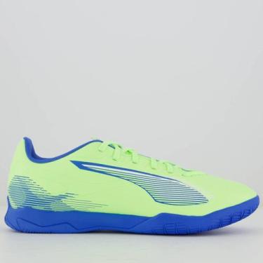 Imagem de Chuteira Puma Ultra 5 Play Futsal Verde e Azul, 40