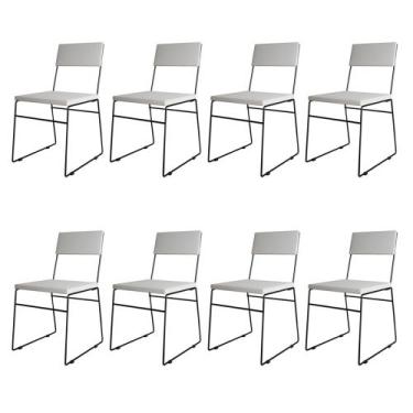 Imagem de Kit 8 Cadeiras de Jantar Málaga Assento material sintético Branco Base