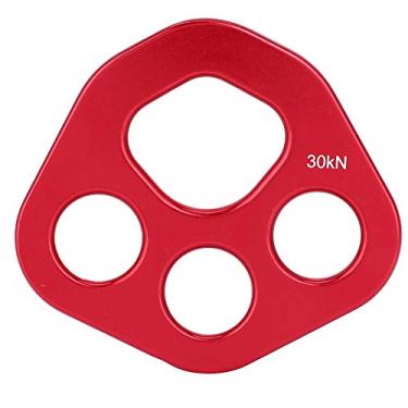 Imagem de MUNEFE Placa de rigging, placa de rigging de alumínio de aviação, 4 furos para escalada, equipamento de conector de ponto de ancoragem múltipla para escalada descendente