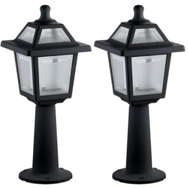 Imagem de Kit 2 Luminárias de Chão Preta Ravena Dital Balizador Jardim Muro Externo Clássico