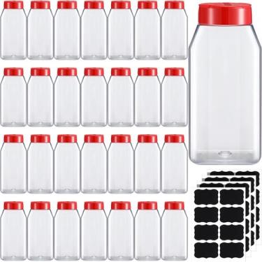 Imagem de Frascos de especiarias de plástico Mifoci, pacote de 28, 475 ml com ta