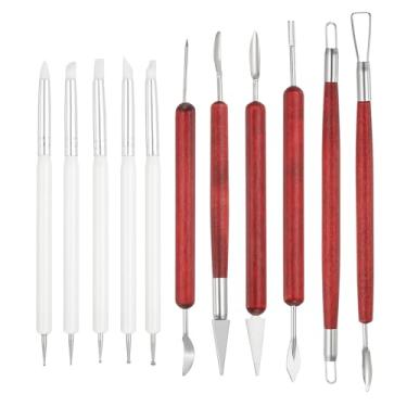 Imagem de YOKIVE 11 peças de ferramenta de escultura de argila de silicone, ferramentas de argila de polímero, ferramenta de modelagem de argila, ferramenta de pontilhamento, ótima para pintura artesanal de