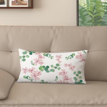 Imagem de Sladjana [Estilo idílico] Capa de almofada impressa digital tipo linho - estampa floral rosa dupla face, design com zíper invisível (40,6 x 61 cm, FSWM-J)