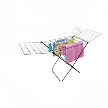 Imagem de Varal De Chão INOX Reforçado Com Abas Retrátil(COM ABAS PRETO)