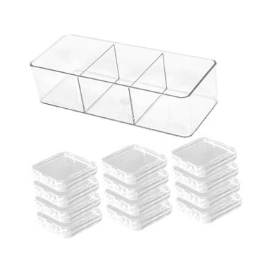 Imagem de harayaa Pressione na caixa de armazenamento de unhas, conjunto de caixa de exibição, conveniente, à prova de poeira, prática, transparente, de embalagem para, Caixa Longa Dividida