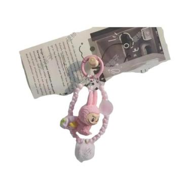 Imagem de Labubu Yoga Baby Mobile Phone Keychain Pingente DIY Flocking Moe Grain