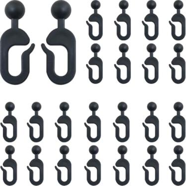 Imagem de WHYHKJ 50 peças de ganchos de plástico para guarda-sol 4 x 1,8 cm ganchos de trilho de cortina de gazebo para dossel ganchos de rede mosquiteiro acessórios preto
