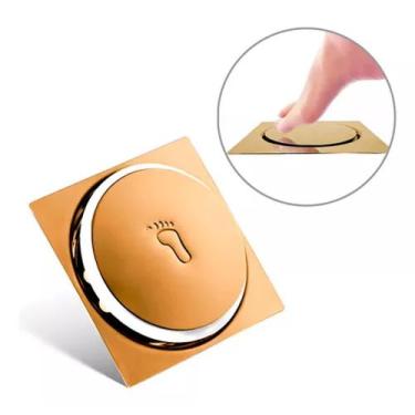 Imagem de Ralo Inteligente Click Up 10x10 Cm Quadrado Banheiro Moderno Aço Inox 