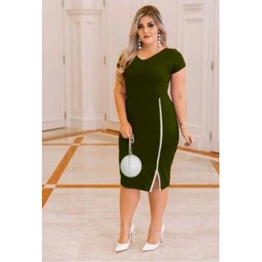 Imagem de Vestido Plus Size Viés Lascado Moda Evangélica Feminina - Miss Flower,