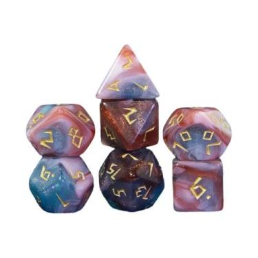 Imagem de Conjunto De Dados Poliédricos Com Glitter De Cores Mistas, 7 Peças D4 