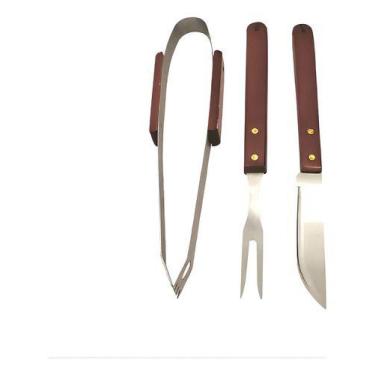 Imagem de Kit Para Churrasco 3 Peças Aço Inox Fch-203 - Hauskraft - Haüskraft