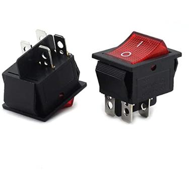 Imagem de Longdex 2 peças CA 250 V 16 A Interruptor basculante para barco Liga/Desliga Pequenos Eletrodomésticos, 2 Posições, E/S, 4 Pinos DPST, Interruptor de Botão Vermelho com Luz