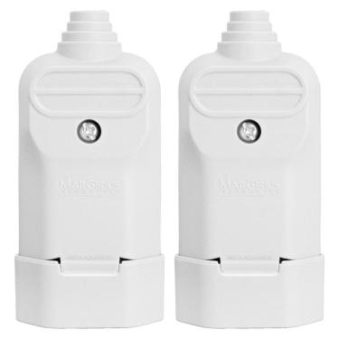 Imagem de 2 Tomada Plug Fêmea Prensa Cabo 2 Pinos Finos 10A Branca