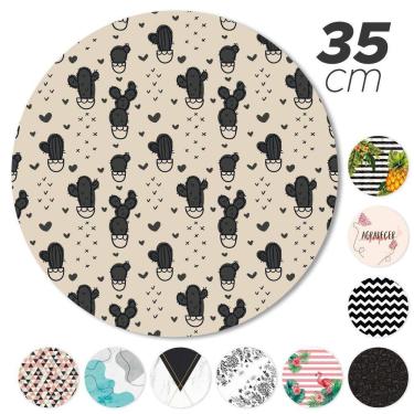 Imagem de Kit 6 Peças Jogo Americano Base Redonda Mdf Sousplat Cactos