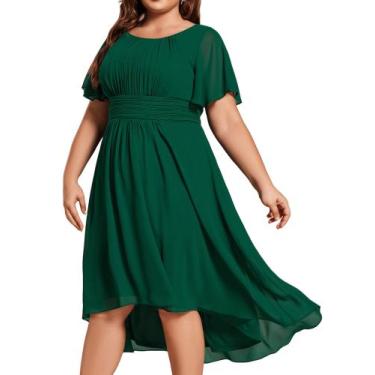 Imagem de Vestido de festa Ever-Pretty Plus em chiffon verde escuro tamanho 24