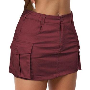 Imagem de Saia cargo American Trends Y2K Mini Jeans Jean Wine Large