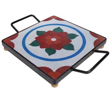 Imagem de Descanso de Panela Apoio De Mesa Ladrilho Hidráulico P/ Travessa - Est