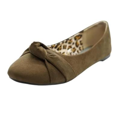 Imagem de Epic Step Sapatilhas de balé para mulheres, sapatos rasos confortáveis para mulheres, elegantes casuais, bico redondo, Brwn, 39