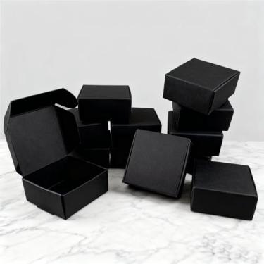 Imagem de 12 peças de mini caixas de presente pretas pequenas caixas de embalagem de papel para joias de festa e presente de casamento