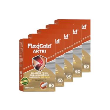 Imagem de Kit 5 Flexigold Artri 300 Caps Colágeno Tipo 2 Magnésio Ácido Hialurônico Cúrcuma Herbamed