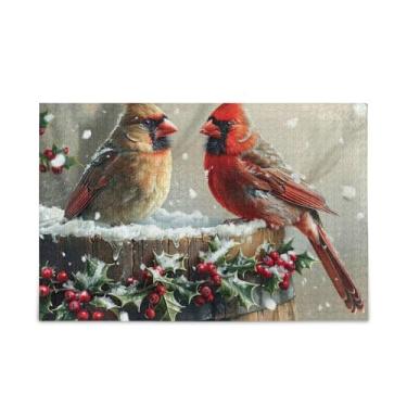 Imagem de WELLDAY Quebra-cabeça neve pássaros padrão 1000 peças grande arte jogo de arte para adultos adolescentes