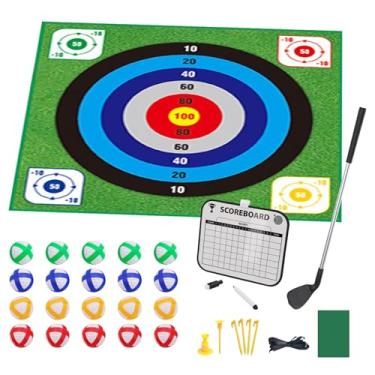 Imagem de Jogo de Chipping | Tapete De Portátil,Kit de Tapete de Chipping de Golfe Dupla Face com 20 Bolas,Para Crianças ao Ar Livre Casa Família Quintal Sala Treino Prática Golfistas