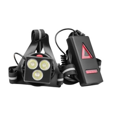 Imagem de oshhni Luz de corrida recarregável com faixa refletora frontal para adultos, luz de LED para uso no peito, lâmpada de advertência para camping, 3 Leds