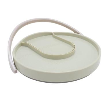 Imagem de aqxreight Organizador de Mesa Giratória de Especiarias para Gabinete ABS 11 Polegadas 2 Compartimentos Condimento Tempero Armazenamento Rack Giratório para Cozinha Segurança de Material Branco Sua