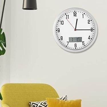 Imagem de GLOGLOW Relógio Relógio de Parede Multifuncional Com Exibição de Data e Temperatura, Plástico, LCD Grande, 9,8 X 9,8 X 1,6 Polegadas, Design Moderno, para Sala de Estar, Escritório, Quarto,
