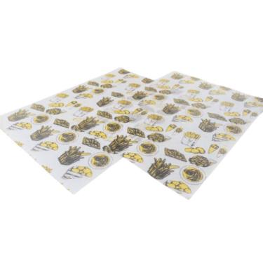 Imagem de Papel Anti Gordura Manteiga Forrar Caixa De Fritas Delivery