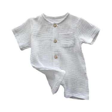 Imagem de Macacão Unissex Para Bebê Recém-Nascido Em Algodão Orgânico Com Gola R