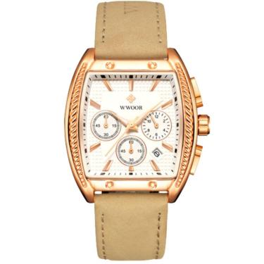 Imagem de Relógio Masculino Quartzo Esportivo Casual Toneau 3atm à Prova D'água Branco