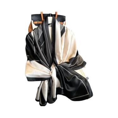 Imagem de Lenço De Seda Luxuoso Feminino 180x90CM Estampa Fashion Xale Longo Pro