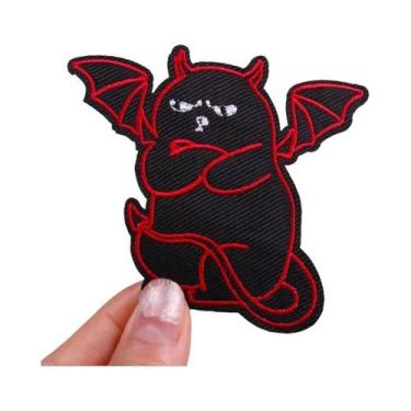 Imagem de Patch Bordado De Gato Borboleta Tigre Estilo Punk Termocolante Para Ro