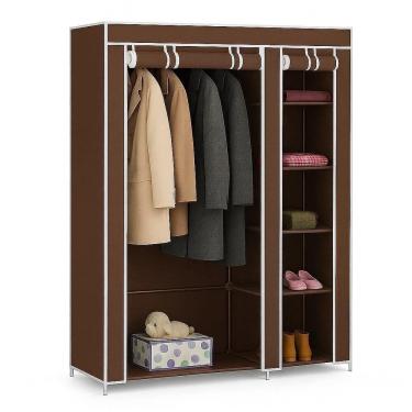 Imagem de Guarda Roupa Cabideiro 5 Prateleira Organizadora Bolsa Sapato Armário Portatil Closet Marrom