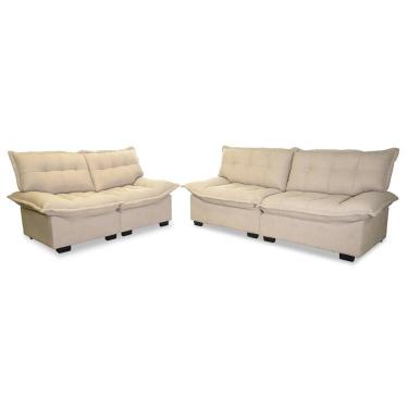 Imagem de Conjunto Sofá Coliseu 3 E 2 Lugares Bouclê Bege - King House
