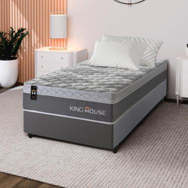 Imagem de Cama Box Molas Ensacadas Sheffield 96x203 Cinza King House