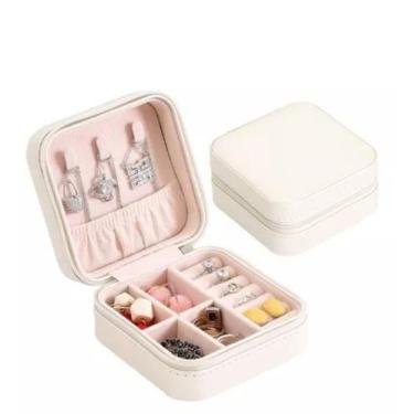 Imagem de Porta Jóias Portátil Viagem Maquiagem Estojo Couro Premium - SNSIMPORT