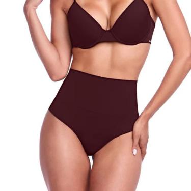 Imagem de Calcinha Modeladora Fio Dental Disfarça Barriga Plie 50315, M, Macadam