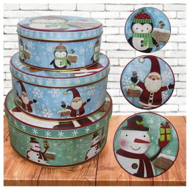 Imagem de Conjunto De Latas Natalinas Turma Do Polo Norte Para Doces Chocolates