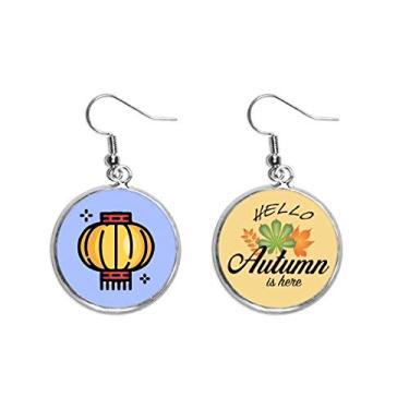 Imagem de Breve adorável artigo chinês lanterna orelha pingente folha outono brinco jóias, Metal