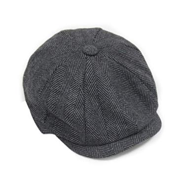 Imagem de VALICLUD Chapéu masculino clássico jornaleiro Gatsby de algodão quente para inverno Gatsby Ivy, boné de golfe espinha de peixe boina boina plana, Cinza, M
