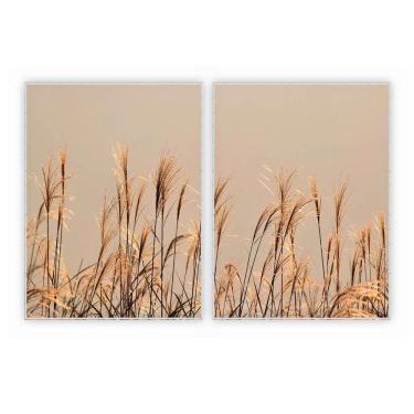 Imagem de Kit Com 2 Quadros Decorativos Florais Com Moldura Para Sala Quarto Escritório 92x1222 F...