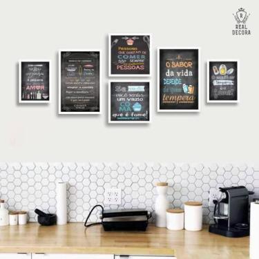 Imagem de Conjunto Kit 6 Quadros Decorativos Area Gourmet Cozinha Giz - Real Dec