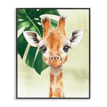 Imagem de Stupell Industries Jungle Friends Baby Girafa Preta Emoldurada Giclee Art Design por Christine Simpson Art, 40,6 x 50,8 cm