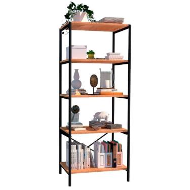 Imagem de Estante Livreiro Multiuso Estilo Industrial 150cm 5 Prateleiras Trento Preto/demolição - Artefamol
